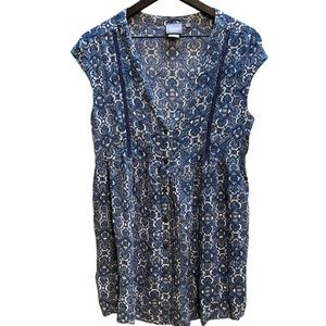 Virginia Gue by Anthropologie blue/white tapestry print bohemian blouse